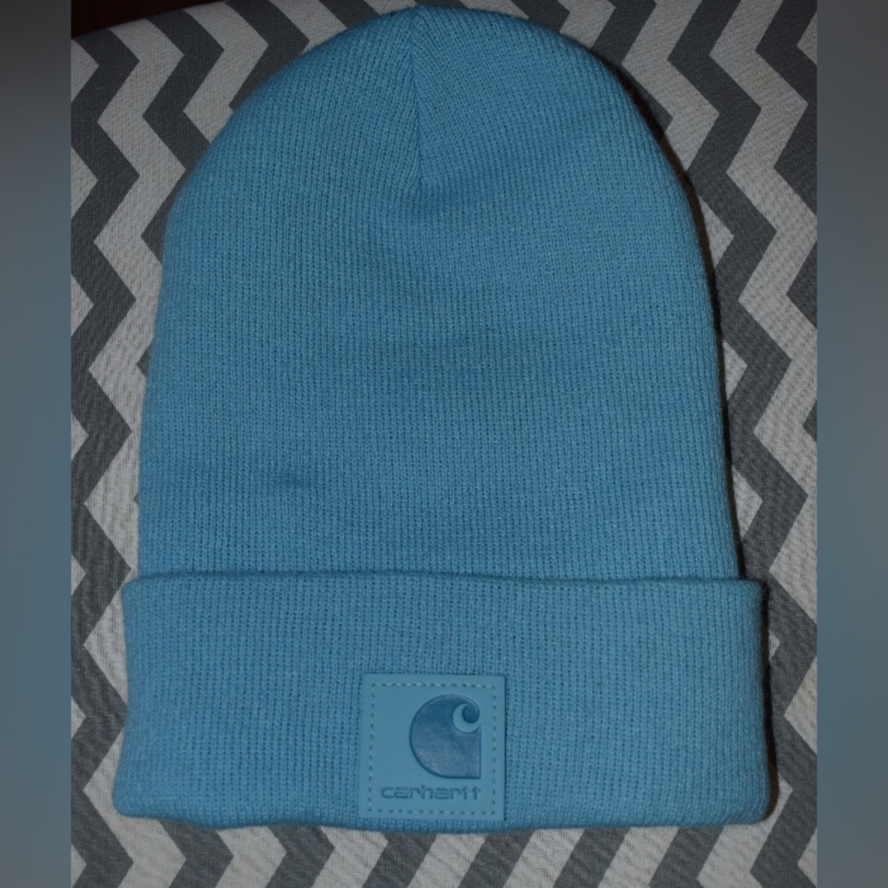 NWOT Carhartt Light Blue Logo Knit Hat